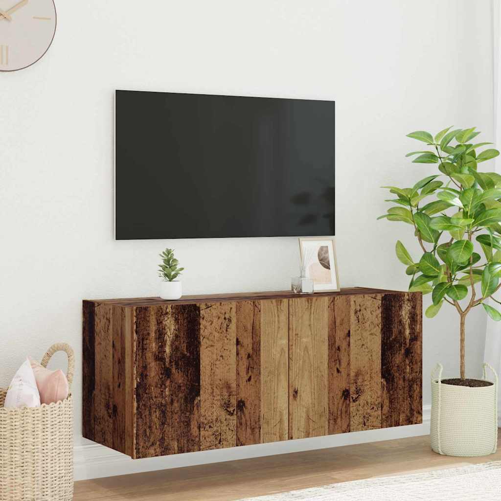 TV-Wandschrank mit LED Altholz 100cm