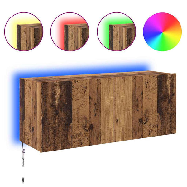 TV-Wandschrank mit LED Altholz 100cm