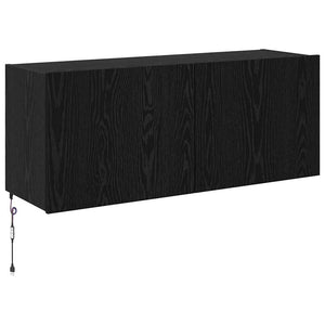 Meuble TV mural vidaXL avec LED, noir aspect chêne, 100 x 35 x 41 cm