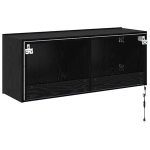 Meuble TV mural vidaXL avec LED, noir aspect chêne, 100 x 35 x 41 cm