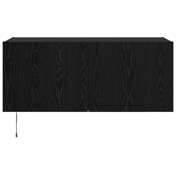 Meuble TV mural vidaXL avec LED, noir aspect chêne, 100 x 35 x 41 cm