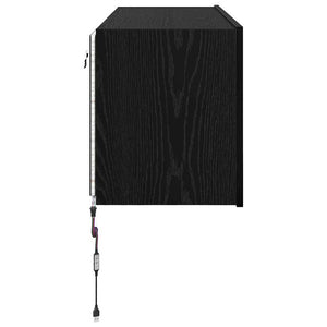 Meuble TV mural vidaXL avec LED, noir aspect chêne, 100 x 35 x 41 cm