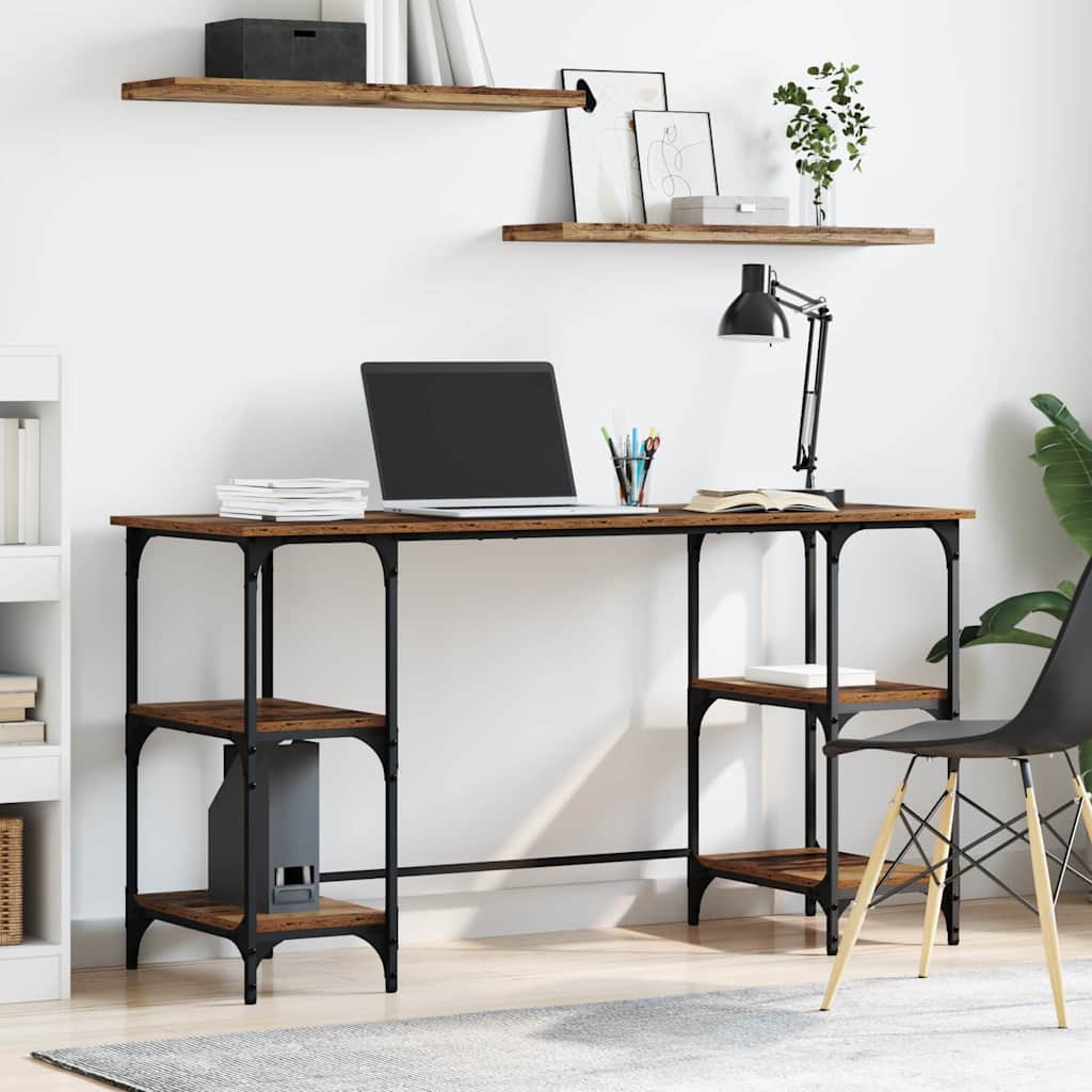 Schreibtisch mit Regal Altholz 140 cm