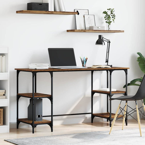 Schreibtisch mit Regal Altholz 140 cm