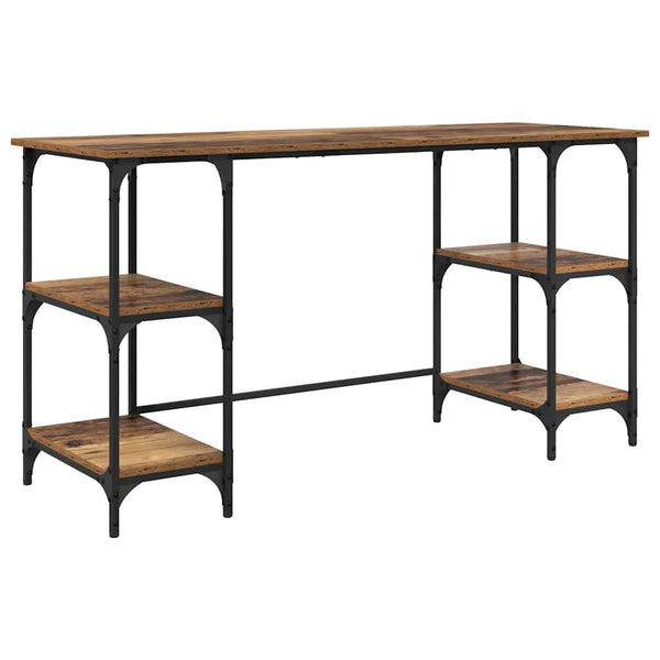Schreibtisch mit Regal Altholz 140 cm