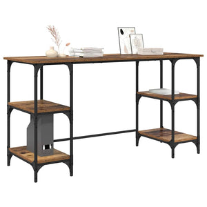 Schreibtisch mit Regal Altholz 140 cm