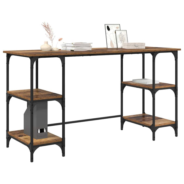 Schreibtisch mit Regal Altholz 140 cm