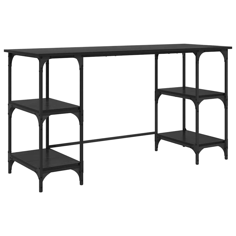 Schreibtisch mit Regal, Schwarz & Eiche, 140 cm
