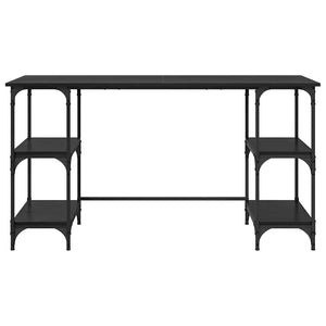 Schreibtisch mit Regal, Schwarz & Eiche, 140 cm