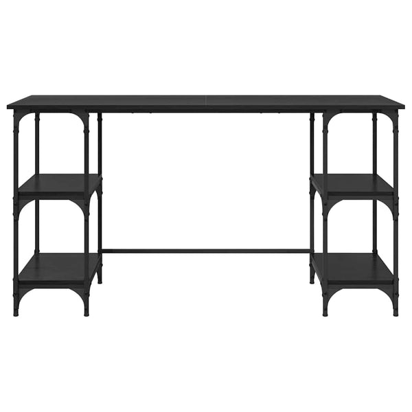 Schreibtisch mit Regal, Schwarz & Eiche, 140 cm