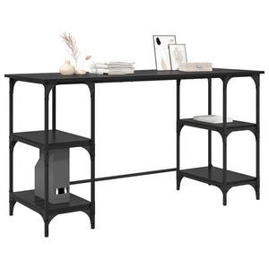 Schreibtisch mit Regal, Schwarz & Eiche, 140 cm