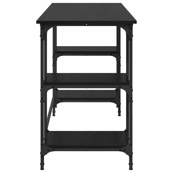 Schreibtisch mit Regal, Schwarz & Eiche, 140 cm