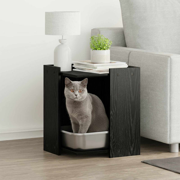 Katzenstreubox Schwarz Eiche 42x42x51cm