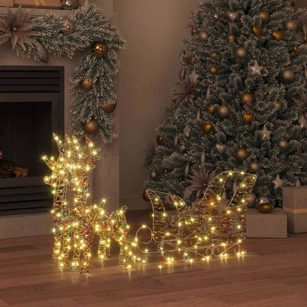 Rentier Schlitten Deko Warmweiß LED