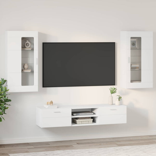 vidaXL Meuble TV avec tiroirs FLORIN 3 pcs Bois d'ingénierie Blanc