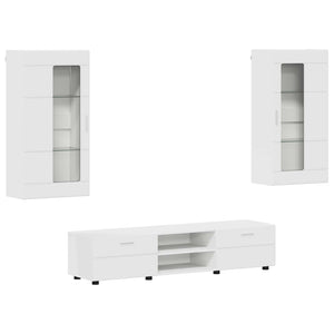 vidaXL Meuble TV avec tiroirs FLORIN 3 pcs Bois d'ingénierie Blanc