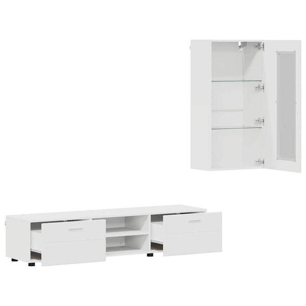 vidaXL Meuble TV avec tiroirs FLORIN 3 pcs Bois d'ingénierie Blanc