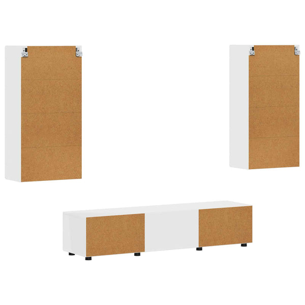 vidaXL Meuble TV avec tiroirs FLORIN 3 pcs Bois d'ingénierie Blanc