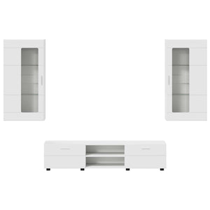 vidaXL Meuble TV avec tiroirs FLORIN 3 pcs Bois d'ingénierie Blanc
