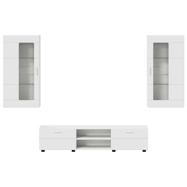 vidaXL Meuble TV avec tiroirs FLORIN 3 pcs Bois d'ingénierie Blanc