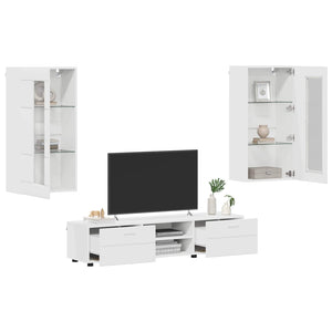 vidaXL Meuble TV avec tiroirs FLORIN 3 pcs Bois d'ingénierie Blanc