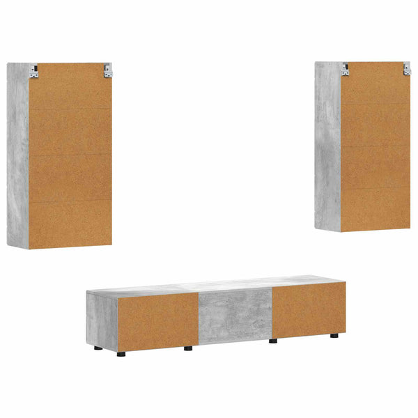 TV-Schrank Set mit Regal Beton Grau