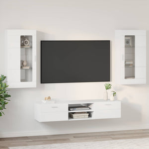 TV-Schrank Set FLORIN, 3-teilig, Hochglanz Weiß
