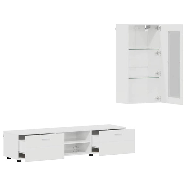 TV-Schrank Set FLORIN, 3-teilig, Hochglanz Weiß