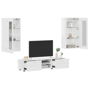 TV-Schrank Set FLORIN, 3-teilig, Hochglanz Weiß