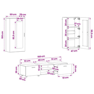 TV-Schrank Set 3-teilig Altholz