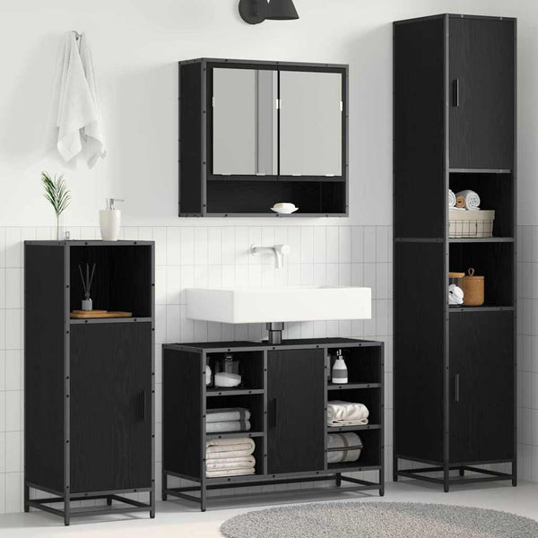 Badezimmermöbel Set Schwarz Eiche 188,5cm