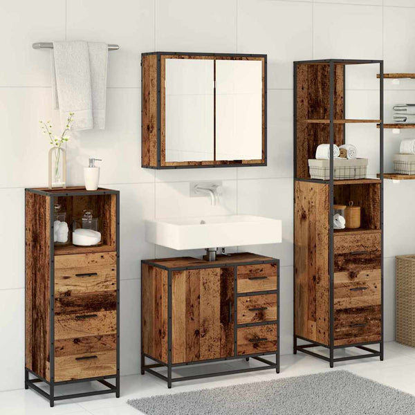 Badezimmermöbel Set Altholz 4-teilig