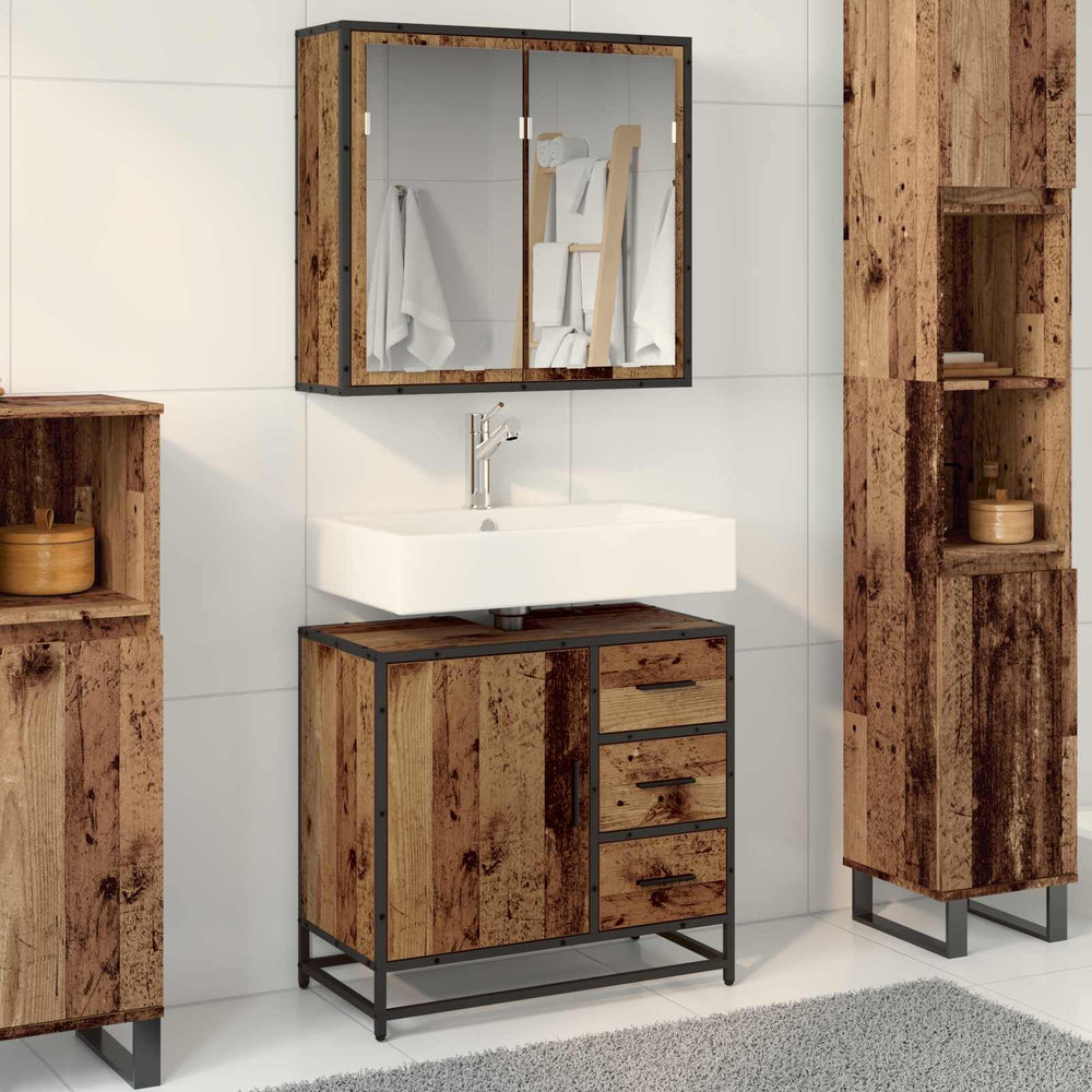 Badezimmermöbel Set mit Regal Altholz