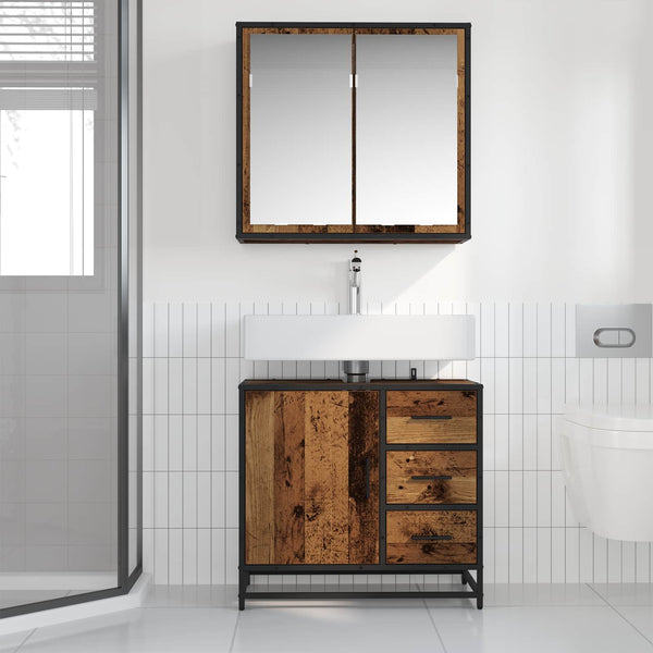 Badezimmermöbel Set mit Regal Altholz
