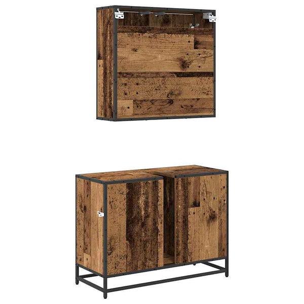 Badezimmermöbel Set mit Regal Altholz