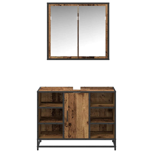 Badezimmermöbel Set mit Regal Altholz