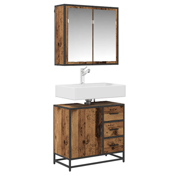 Badezimmermöbel Set mit Regal Altholz