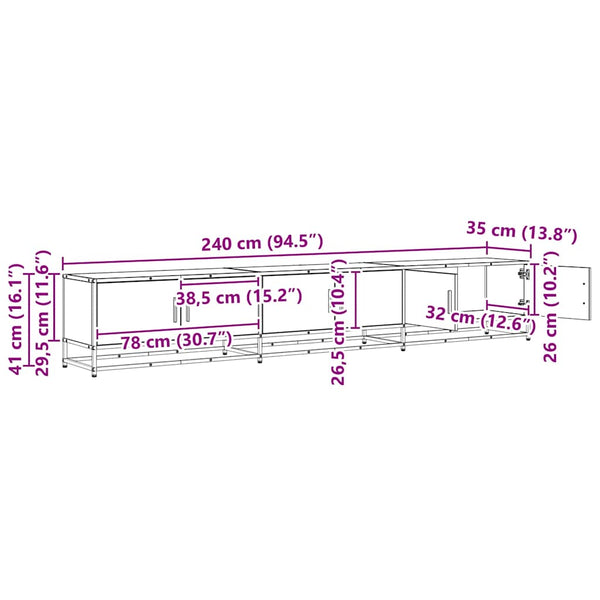 TV-Möbel Set, Altholz, 240 cm