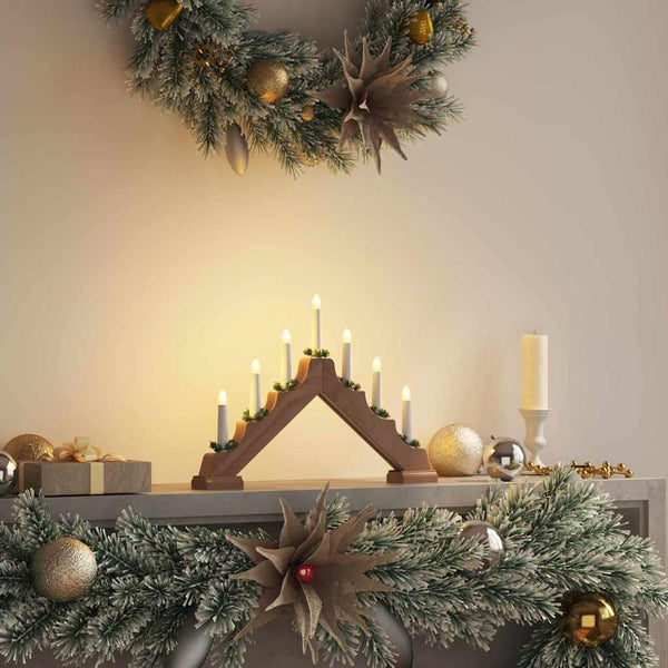 Weihnachtskerzenbrücke mit 7 LEDs Braun