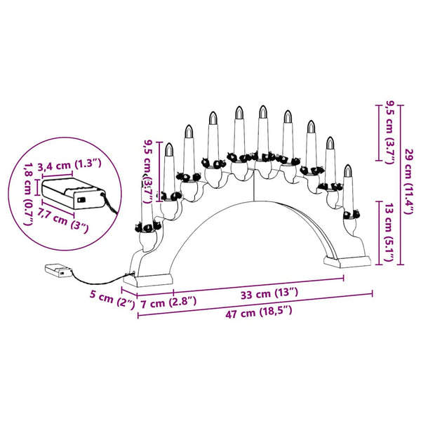 Weihnachtskerzenbogen mit 10 LED Kerzen