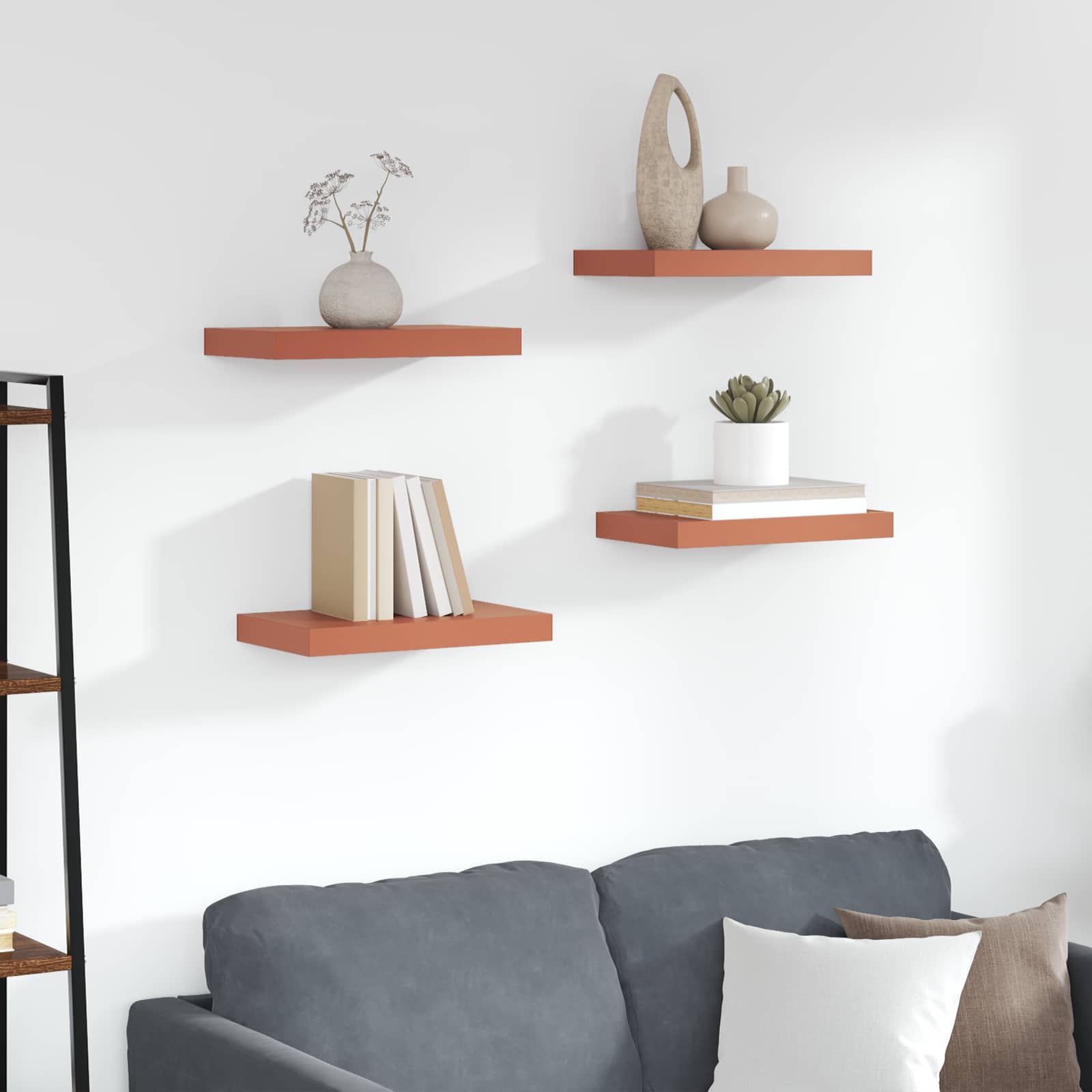 Rote Wandregale, 4er Set