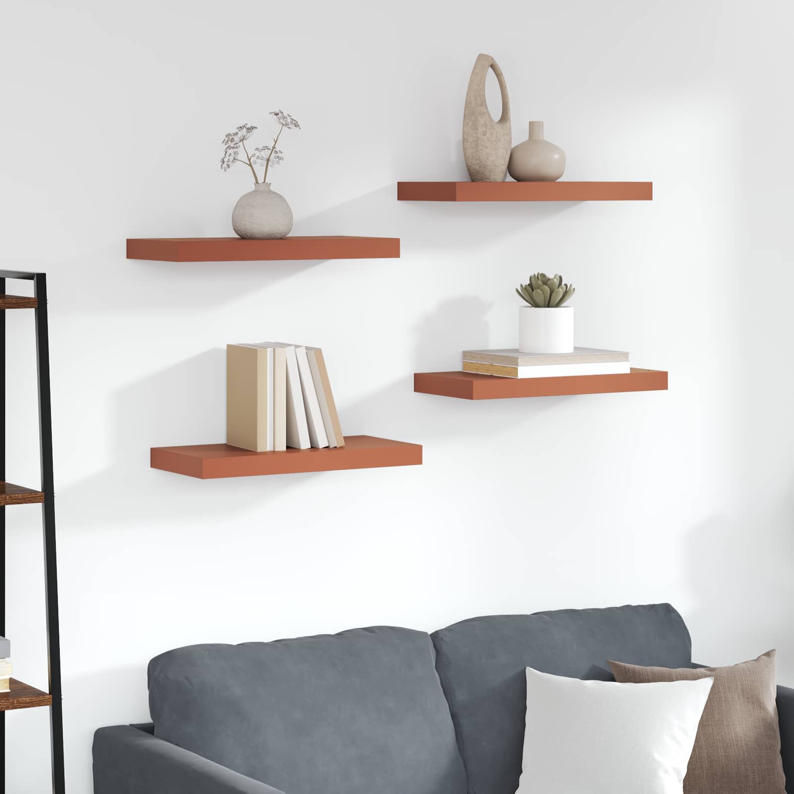 Wandregal Rot 4er-Set 50x23 cm