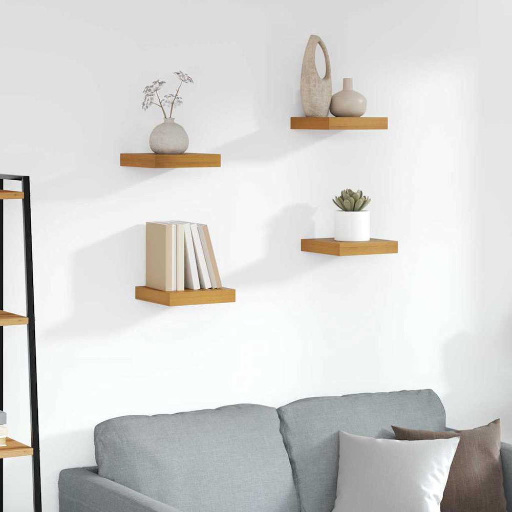 Wandregal 4er Set Braun Holz