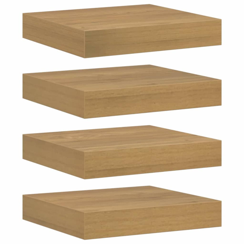 Wandregal 4er Set Braun Holz