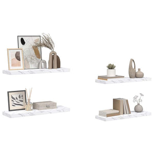 vidaXL Étagère murale 4 pcs Blanc marbre 80 x 23,5 x 4 cm Bois d'ingénierie