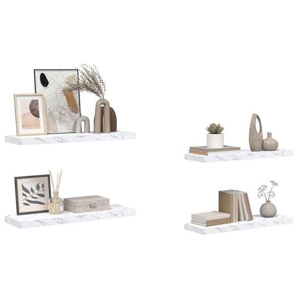 vidaXL Étagère murale 4 pcs Blanc marbre 80 x 23,5 x 4 cm Bois d'ingénierie