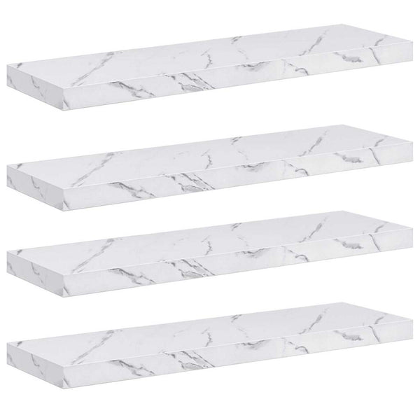 vidaXL Étagère murale 4 pcs Blanc Marbre 90 x 23,5 x 4 cm Bois d'ingénierie