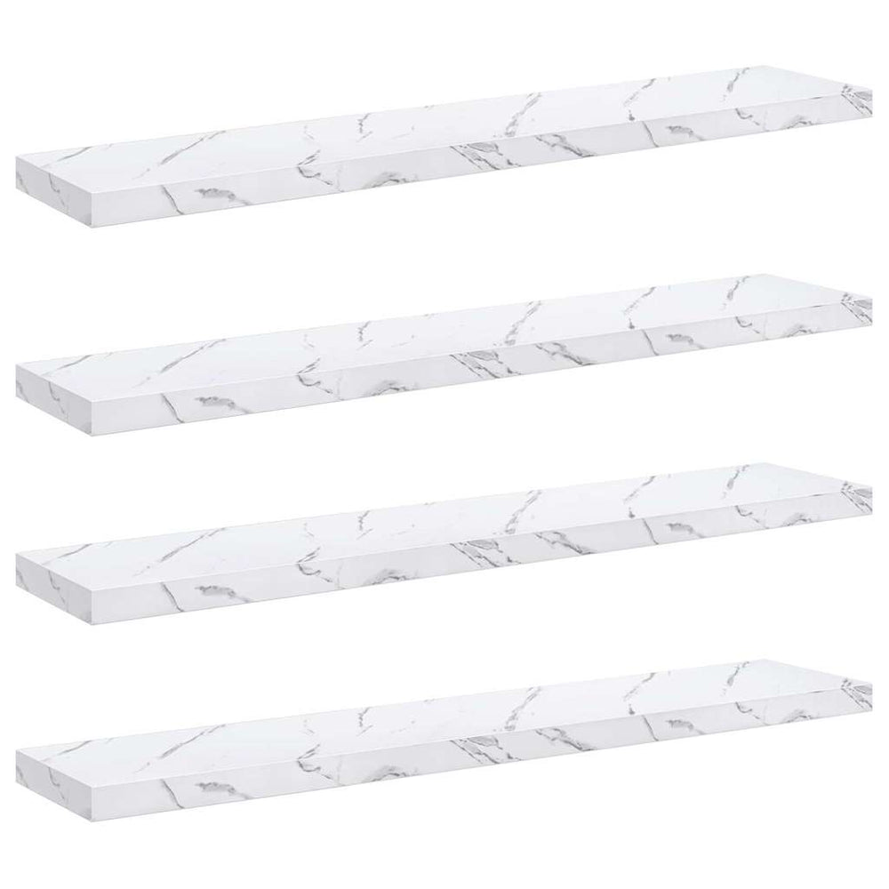 Wandregal, 4er Set, Weiß Marmor, 120cm