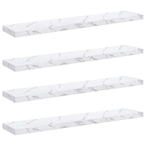 Wandregal, 4er Set, Weiß Marmor, 120cm