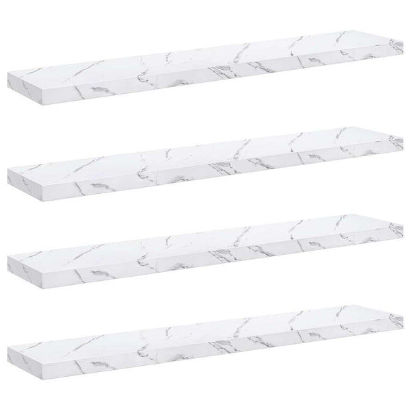 Wandregal, 4er Set, Weiß Marmor, 120cm